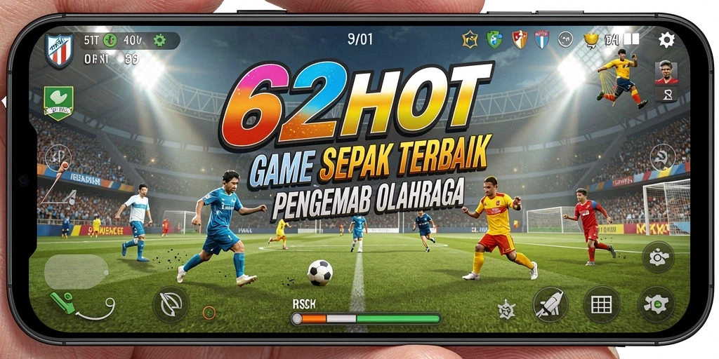 Tangkapan layar game 62HOT yang menampilkan aksi sepak bola yang mendebarkan.