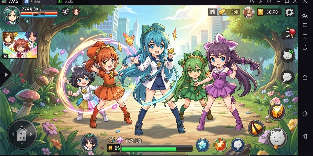 Screenshot utama 77AG menunjukkan aksi seru dari gameplay anime yang menawan.