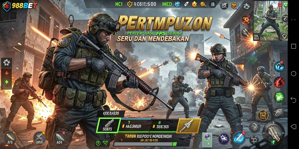 Screenshot yang menunjukkan aksi tembak-menembak di 988BET.