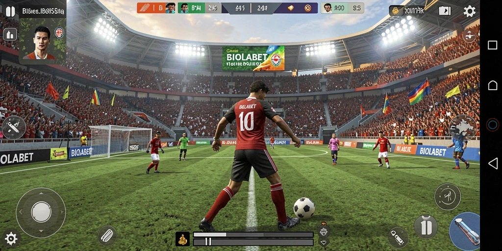Screenshot gameplay <strong>BIOLABET</strong> menampilkan aksi seru dalam sepak bola.