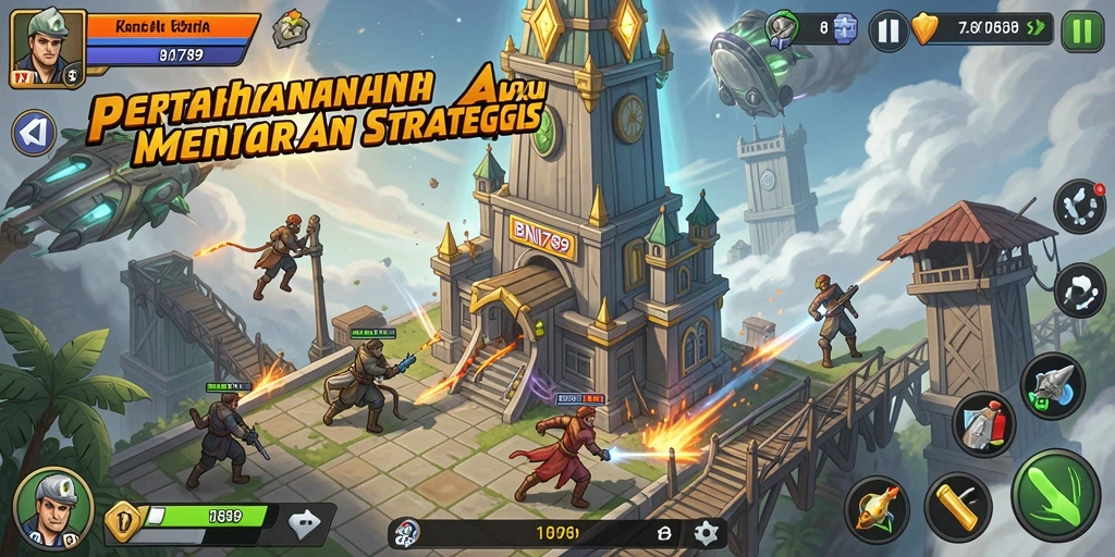 Tampilan gameplay BNI789 dengan strategi pertahanan menara yang dinamis.