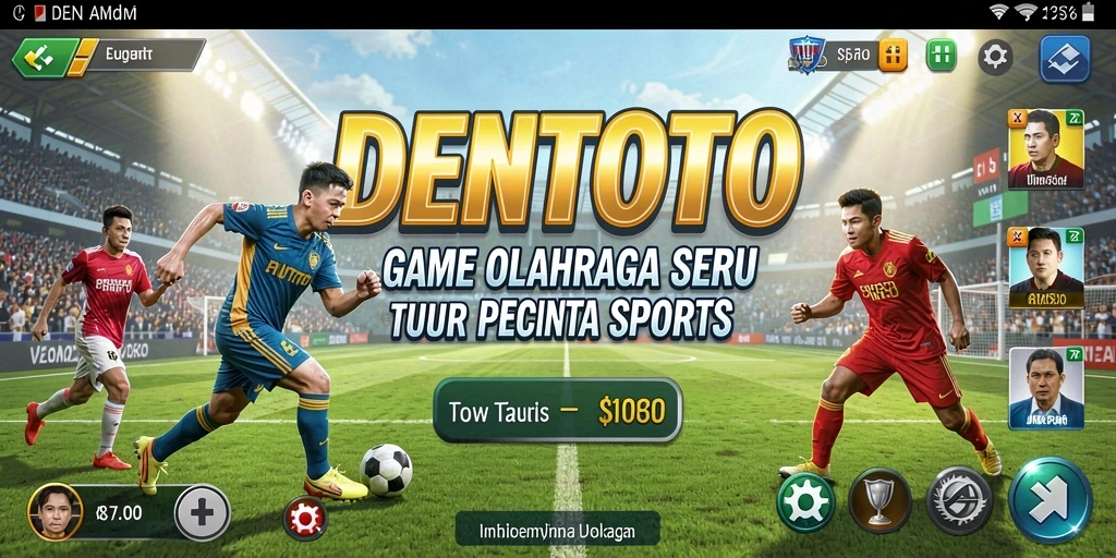Tampilan gameplay DENTOTO yang menampilkan aksi olahraga mendebarkan.
