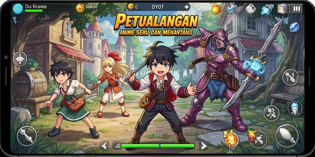 Screenshot gameplay DY01 menampilkan aksi seru dalam dunia anime.