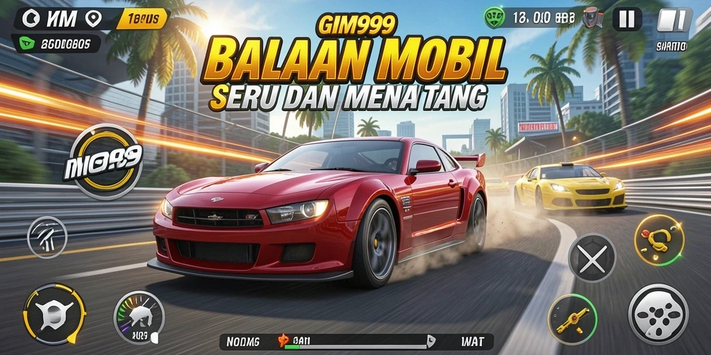 GIM999 menampilkan gameplay balapan mobil yang seru dan intens.