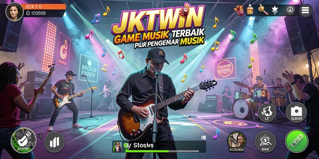 Tampilan gameplay JKTWIN dengan berbagai lagu musik yang menantang.