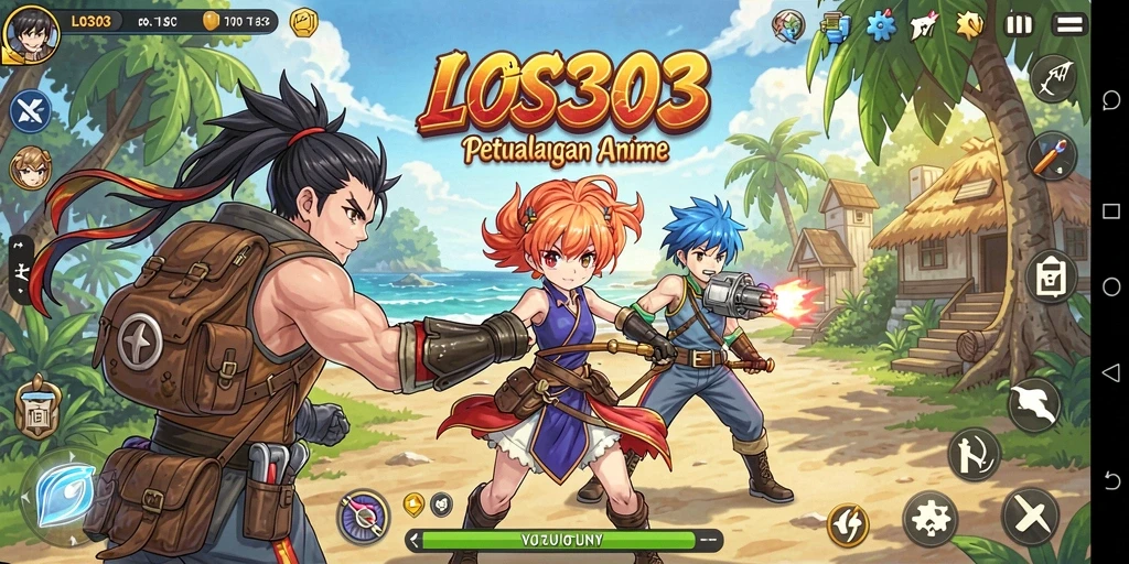 Gameplay seru yang menampilkan karakter anime dalam aksi.