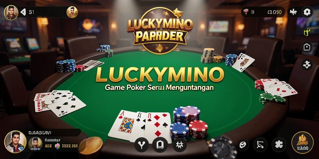 Screenshot LUCKYMINO menampilkan gameplay mendebarkan dalam permainan Poker.