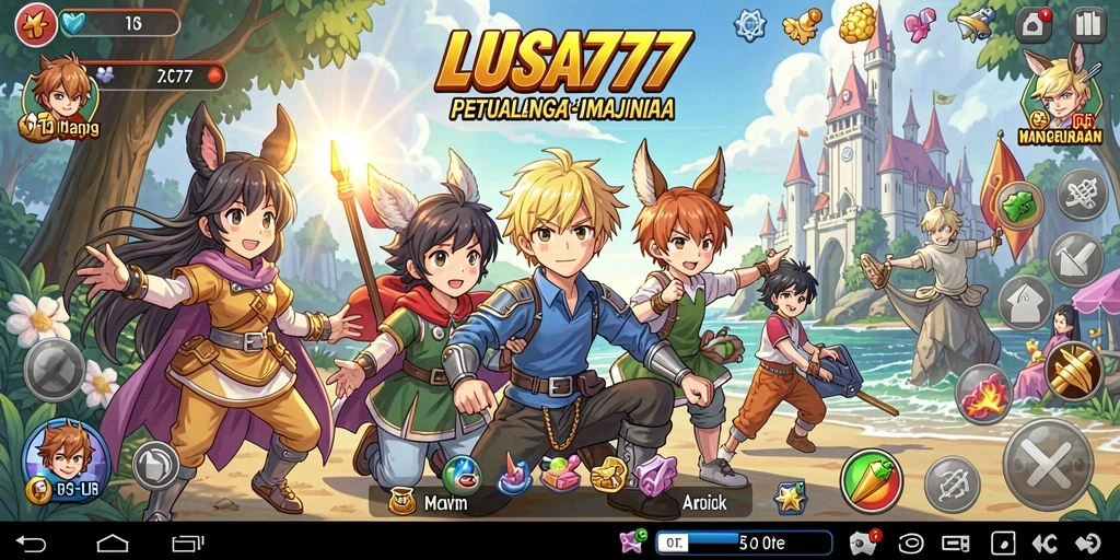 Tampilan gameplay <strong>LUSA777</strong> dengan aksi karakter Anime yang dinamis.