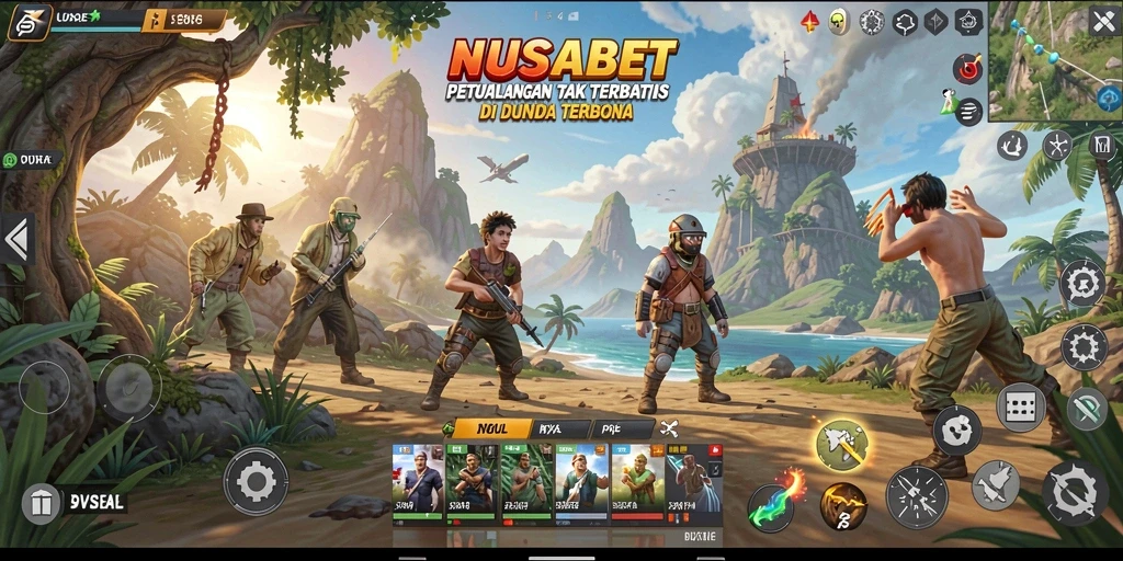 Tampilan gameplay NUSABET di dunia terbuka yang luas dan menakjubkan.