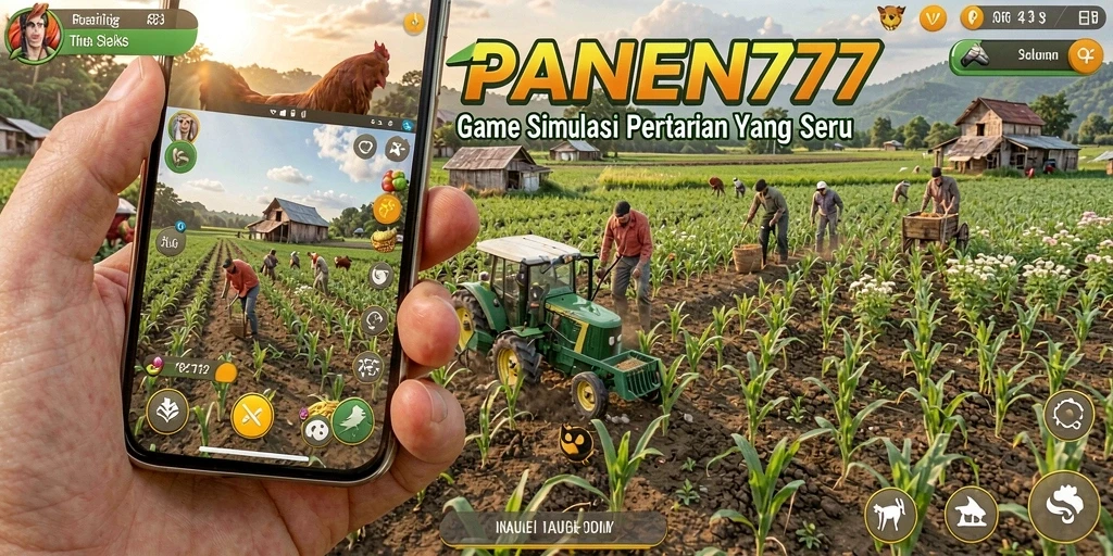 Screenshot menunjukkan gameplay menarik dari PANEN77 di ladang pertanian.