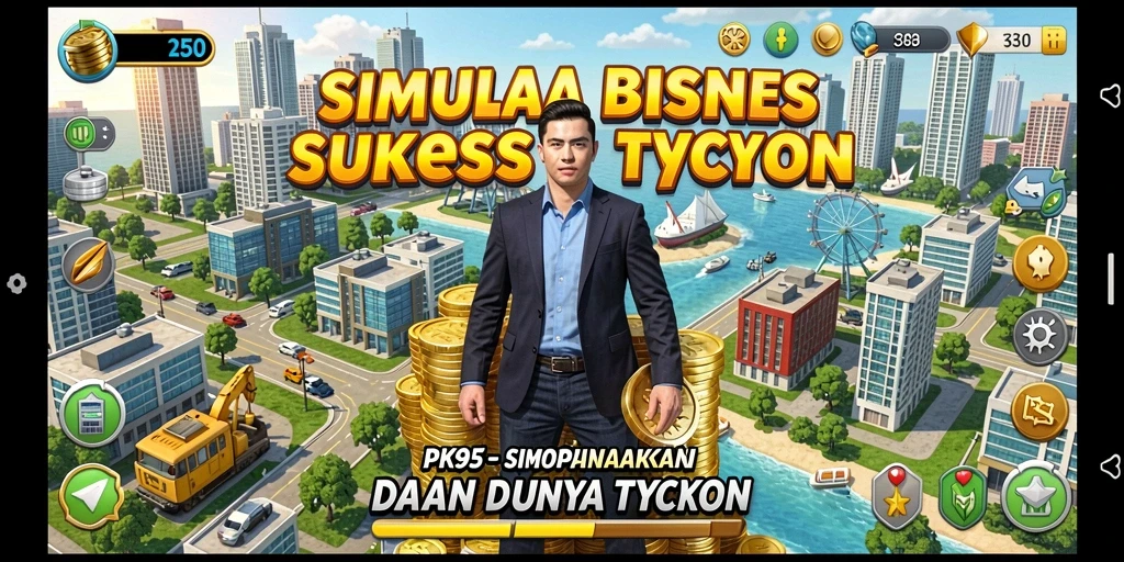 Tampilan gameplay PK95 dengan elemen Tycoon yang menarik.
