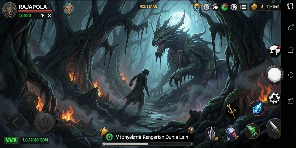 Gameplay menegangkan di RAJAPOLA dengan suasana seram.