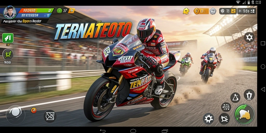 Tampilan gameplay TERNATETOTO yang mendebarkan dan penuh aksi balap motor.