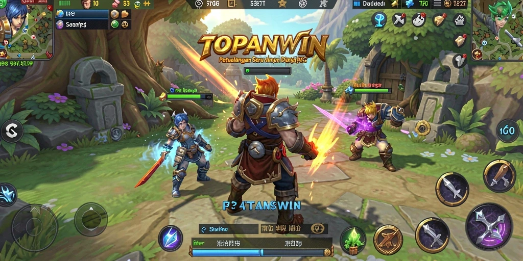Tampilan screenshot gameplay RPG yang menampilkan pertarungan seru di TOPANWIN.