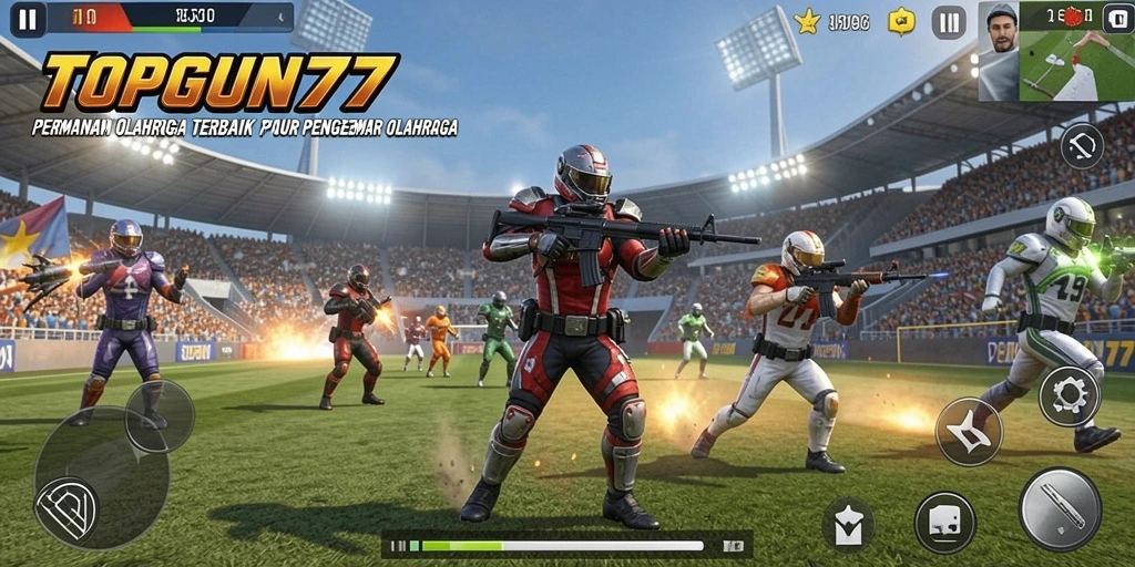 Screenshot utama TOPGUN77 menampilkan aksi seru gameplay olahraga.