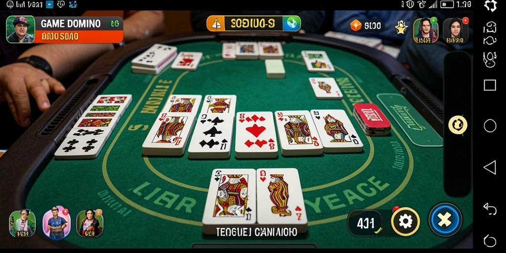 Tampilan gameplay seru dari V21, menyajikan Domino yang menantang.